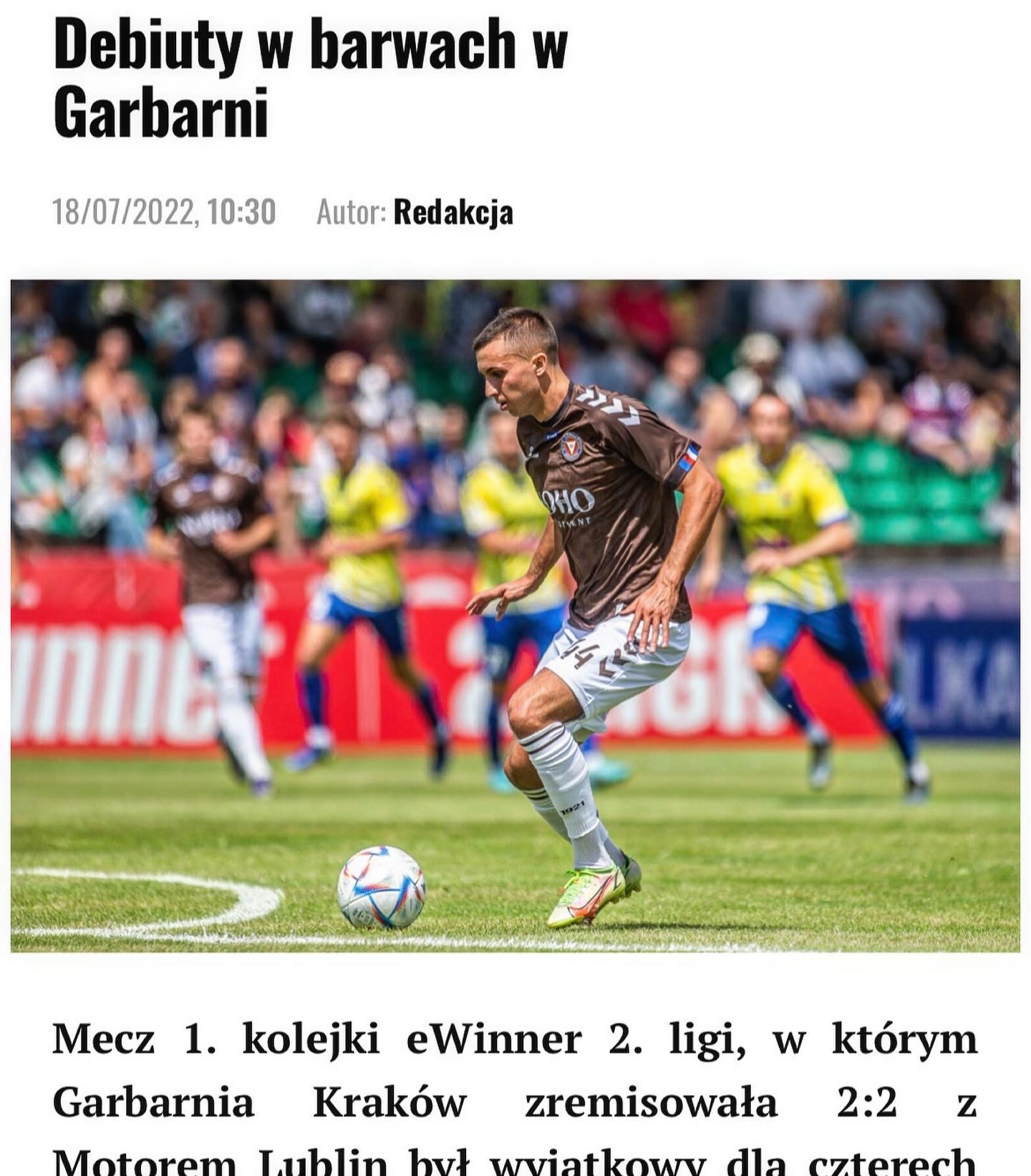 Match report: debut for Garbarnia Kraków
