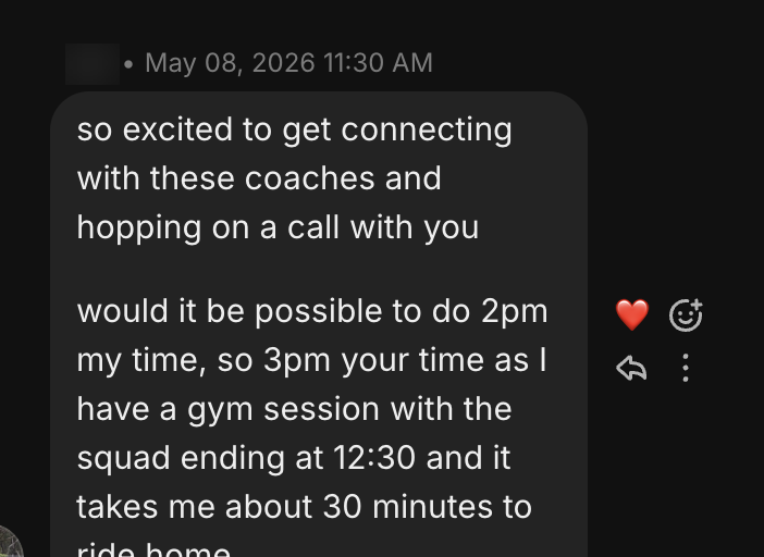 Player message about connecting with coaches